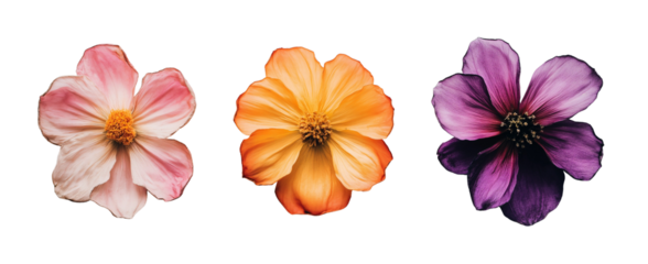 Colorful blooms showcase the beauty of nature with pink, orange, and purple flowers arranged elegantly