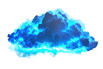 Fototapeta premium A vibrant, luminous cloud with striking blue hues and soft edges, showcasing a dynamic and ethereal appearance.