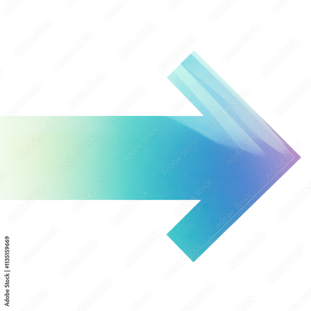 Poster a stylized arrow pointing right, featuring a gradient color scheme that transitions from light to da