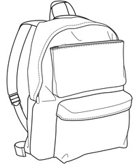 Backpack with Pouch flat sketch vector illustration