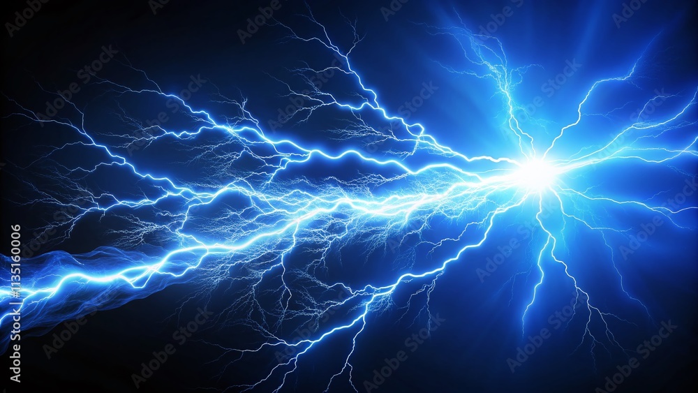 Poster striking element blue lightning flash thunderbolt isolated png for dynamic digital effects and creat