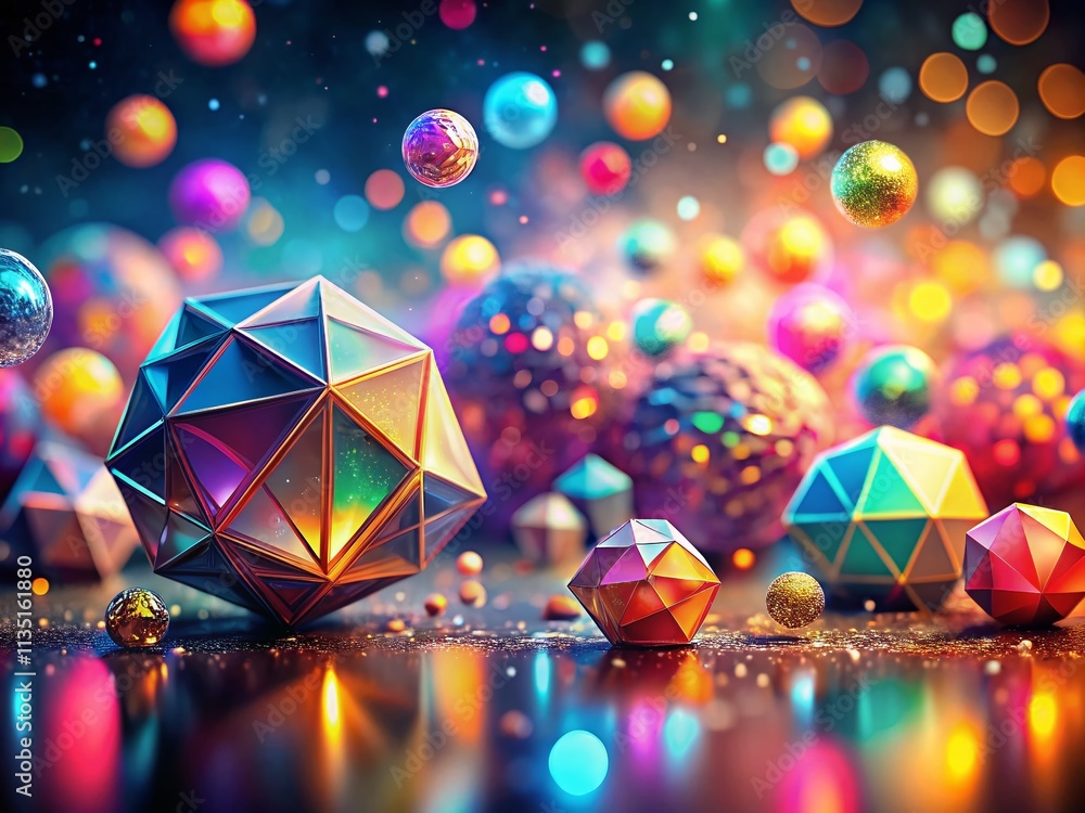Poster stunning 3d render of abstract shapes with bokeh effect, perfect for backgrounds, illustrations, and
