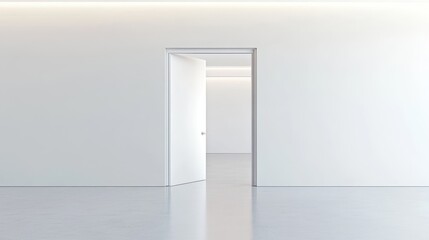 Minimalist Interior with Open Door and White Walls