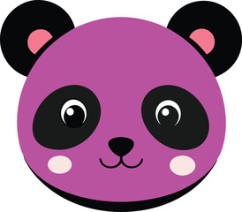 a cute panda face in flat vector style featuring 