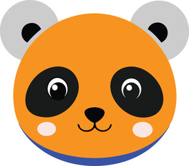 a cute panda face in flat vector style featuring 