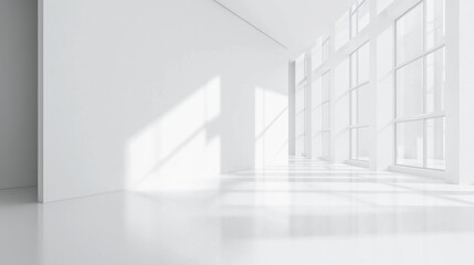 Obraz premium Modern Minimalist Architecture Interior Design with Large Windows
