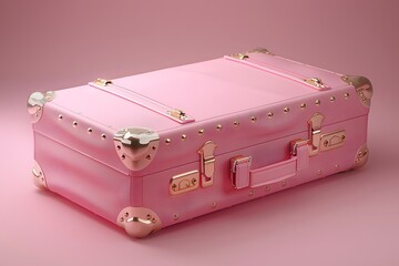 Stylish Pink Suitcase with Metallic Accents