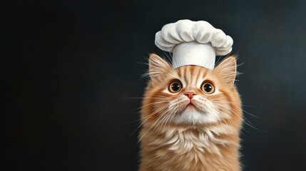 Cat with Chef Hat in a Whimsical Portrait