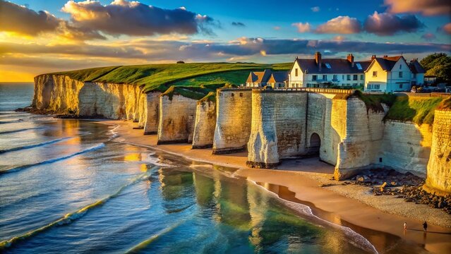 Stunning Architectural Photography of Kingsgate Bay with Dramatic Coastal Views and Unique Structures Showcasing the Beauty of the English Landscape
