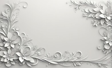 Elegant White Floral Wallpaper. For wedding invitations, special event announcements. For inviting ambiance in luxury hotels. For Greeting Cards