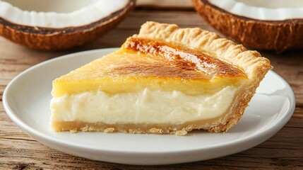 Delicious Coconut Cream Pie Slice Sweet Dessert Pastry Bakery Treat