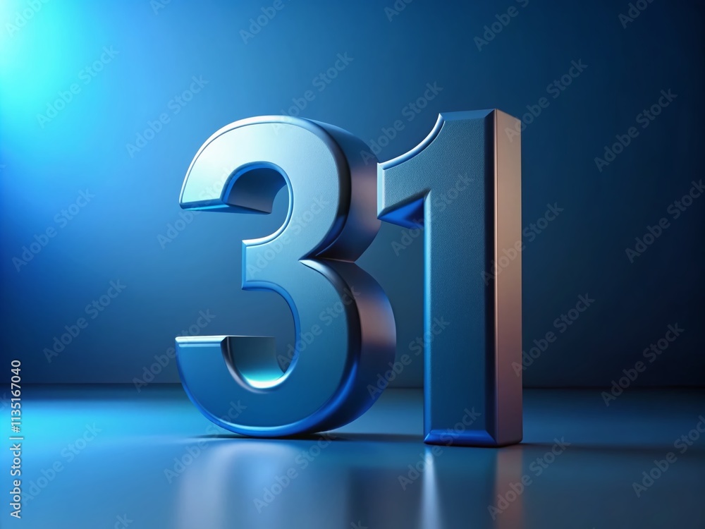 Poster stunning blue 3d date representation for calendar and event planning, perfect for visualizing monthl