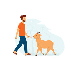 Eid Al-Adha Mubarak Animal Sacrifice vector illustration