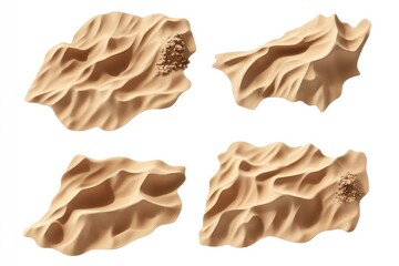 super realistic sand. isolated on a white background. design assets on sheet. kicked up messy sand in a super realistic style.