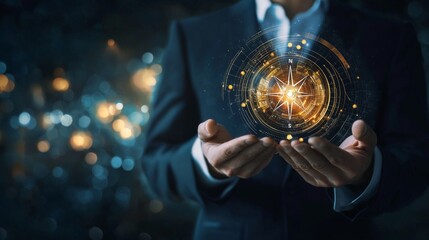 Fototapeta premium Business Vision: Guiding the Future with a Golden Compass