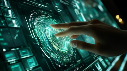 Futuristic Touchscreen Interface with Dynamic Light Patterns