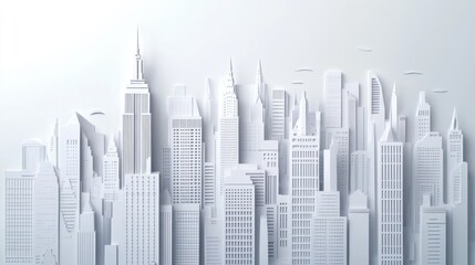 Fototapeta premium Paper Cityscape: A Minimalist White Metropolis