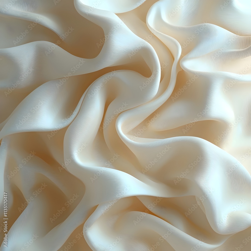 Aufkleber a close-up view of soft, flowing cream-colored fabric with gentle waves, creating a luxurious and de