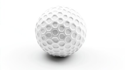 Single, white golf ball, isolated on white background.