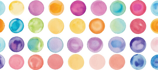 A vibrant collection of multicolor watercolor circles, created with bold brushstrokes, set against a clean white background for a dynamic and expressive artistic design.
