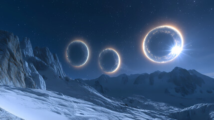 Fototapeta premium Moon dogs similar to sun dogs these are bright spots or a halo o. Parhelion. Illustration