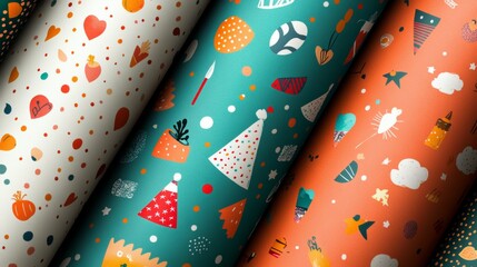 Obraz premium birthday celebration seamless pattern, packaging, wrapping paper, textile, fabric