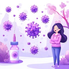 Young Woman's Peaceful Post-Vaccination Scene