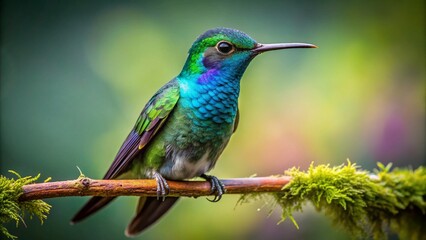 Fototapeta premium Stunning High Resolution Photo of a Broadbilled Hummingbird (Cynanthus latirostris) Perched Gracefully Against an Isolated PNG Background, Perfect for Nature and Wildlife Photography Enthusiasts