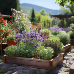 Herbs on a garden pot