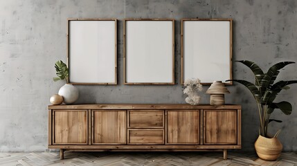 Mock up poster frame in children room,3D rendering.