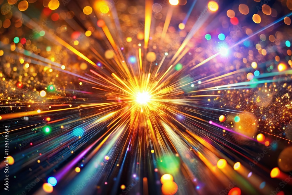 Poster stunning macro photography of dynamic light burst effects for text mockups, showcasing vibrant color