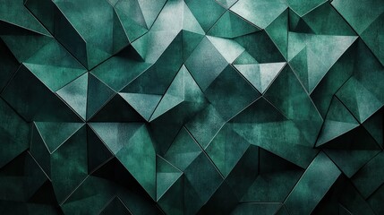 Fototapeta premium geometric background, dark green triangular mosaic, fluted texture, minimal design, clean lines, for banner and website background