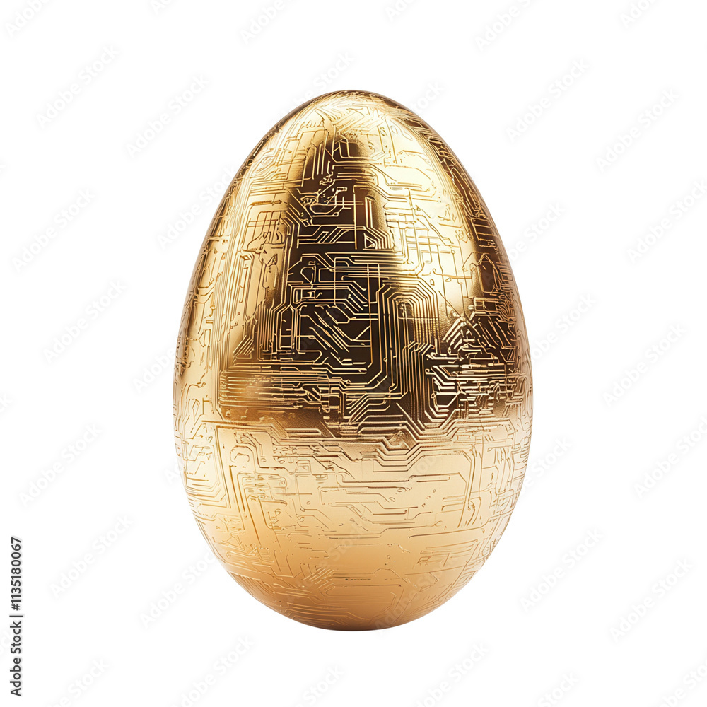 Aufkleber a shiny golden egg with intricate circuit patterns etched on its surface, symbolizing technology and