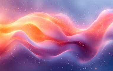 Ethereal Abstract Flowing Waves with Sparkling Particles in Gradient Colors, A Cosmic Background.