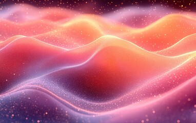 Abstract Wavy Texture with Sparkling Glitter on Pink and Purple Gradient Background.