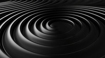 Futuristic Black and White Spiral Pattern with Shiny Effect. AI generated illustration.