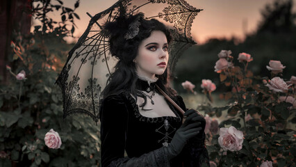 Whimsigoth Look with Lace Umbrella