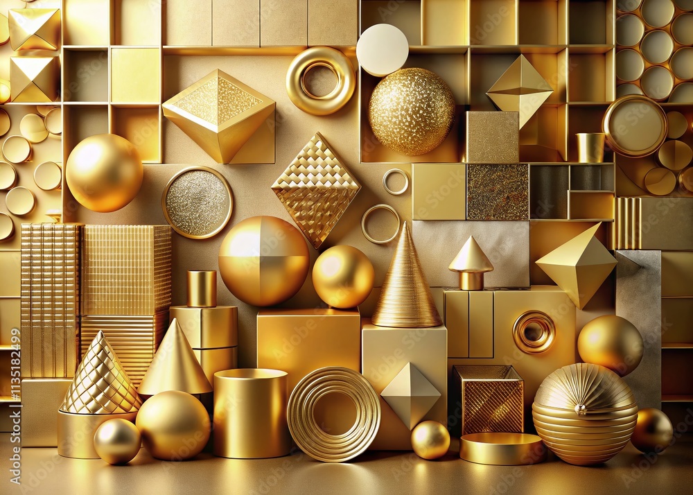 Poster stunning set of golden shapes displayed in artistic composition emphasizing the rule of thirds for e
