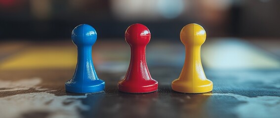 Colorful Pins on "Follow the King" Game Board. AI generated illustration