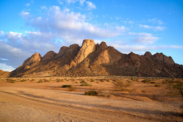 Mountain peaks in the evening during sunset, Spitzkoppe, Namibia