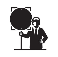 a man holding large empty sign silhouette vector illustration