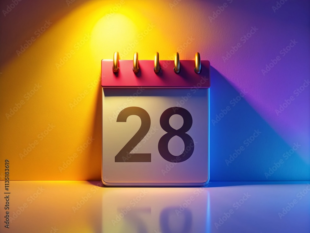 Poster stunning silhouette photography of a creative 3d calendar displaying 28 date numbers with artistic s