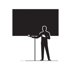 a man holding large empty sign silhouette vector illustration