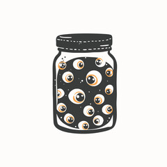 A flat style icon of eyeball jar Isolated vector illustration