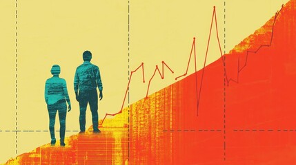 Business Growth Concept with Silhouettes and Graphs