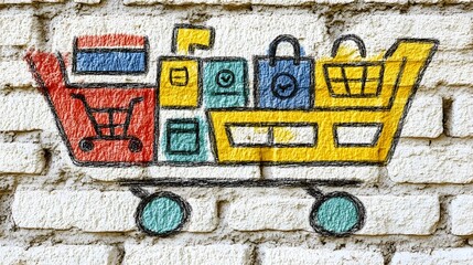 Fototapeta premium Creative heart-shaped design in a shopping cart brings joy to everyday shopping experiences