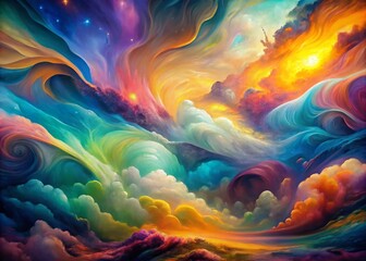 Surreal Abstract Background Featuring Vibrant Oil Painting Patterns in a Dreamlike Color Palette for Unique Artistic Visuals and Creative Projects