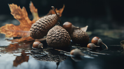 Obraz premium Studio Shot of Acorns with Rich Texture and Earthy Finish