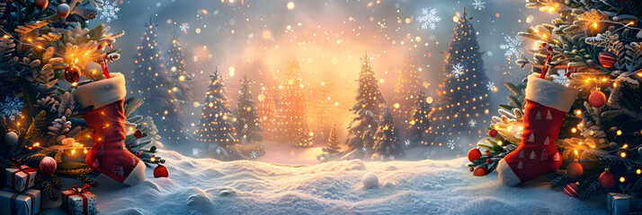 A beautifully decorated Christmas tree in a cozy living room, surrounded by children opening gifts with excitement