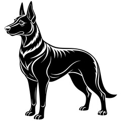 Belgian malinois dog black silhouette vector with white background